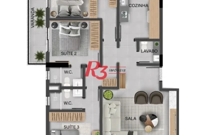Apartamento à venda, 150 m² por R$ 2.321.439,75 - Aparecida - Santos/SP