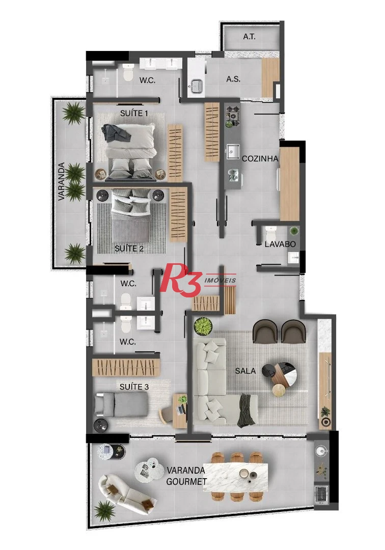 Apartamento à venda, 150 m² por R$ 2.321.439,75 - Aparecida - Santos/SP