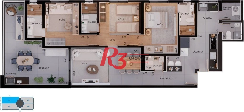 Apartamento à venda, 124 m² por R$ 1.757.120,14 - Boqueirão - Santos/SP