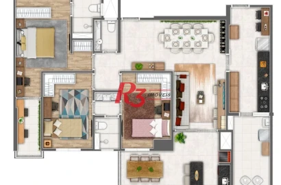 Apartamento à venda, 116 m² por R$ 1.709.000,00 - Gonzaga - Santos/SP