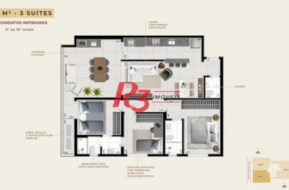 Apartamento com 2 dormitórios à venda, 107 m² por R$ 1.349.476,31 - Boqueirão - Santos/SP