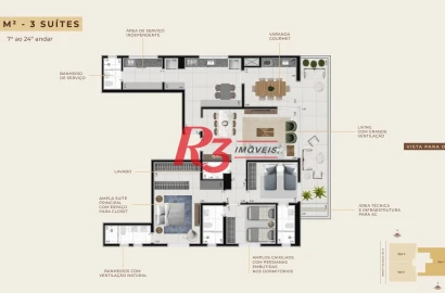 Apartamento com 3 dormitórios à venda, 162 m² por R$ 1.808.035,64 - Boqueirão - Santos/SP
