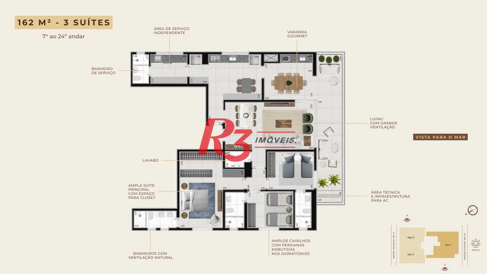 Apartamento à venda, 162 m² por R$ 1.808.035,64 - Boqueirão - Santos/SP