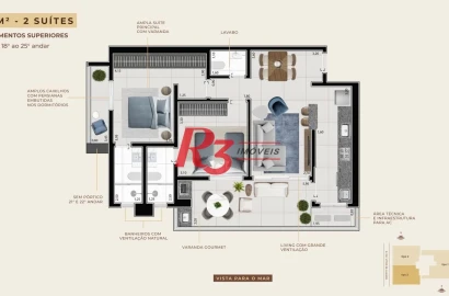 Apartamento com 2 dormitórios à venda, 89 m² por R$ 1.427.618,54 - Boqueirão - Santos/SP
