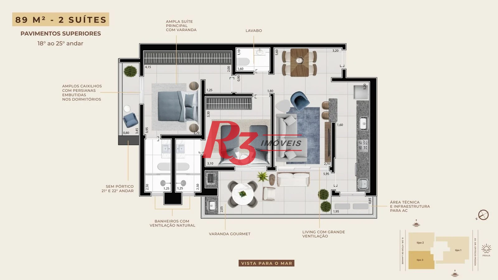 Apartamento à venda, 89 m² por R$ 1.427.618,54 - Boqueirão - Santos/SP