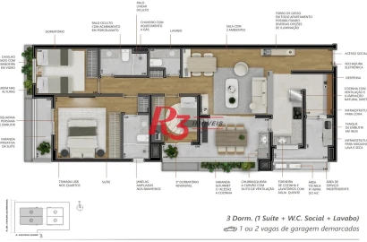 Apartamento com 3 dormitórios à venda, 99 m² por R$ 1.729.768,56 - Boqueirão - Santos/SP