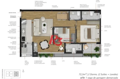 Apartamento com 2 dormitórios à venda, 72 m² por R$ 1.437.616,36 - Boqueirão - Santos/SP