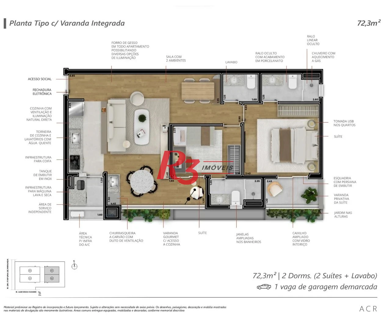 Apartamento à venda, 72 m² por R$ 1.452.027,03 - Boqueirão - Santos/SP