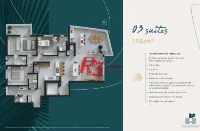Apartamento à venda, 156 m² por R$ 2.165.373,58 - Ponta da Praia - Santos/SP