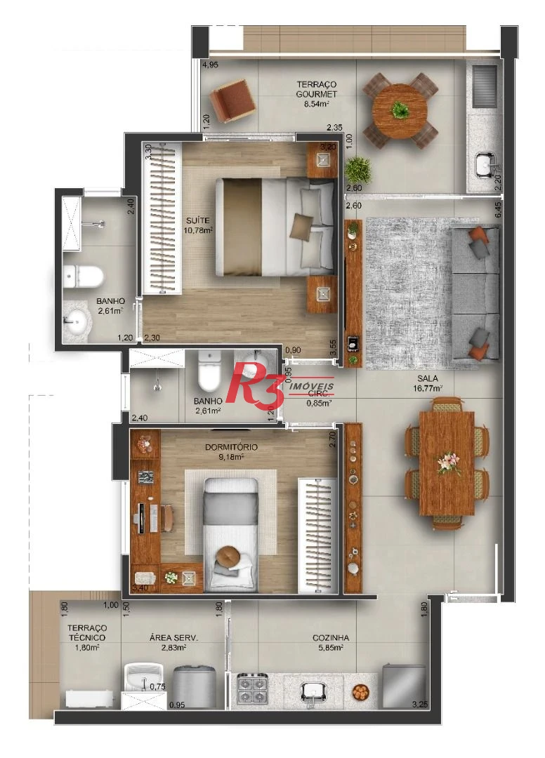 Apartamento com 2 dormitórios à venda, 74 m² por R$ 756.000 - Gonzaga - Santos/SP