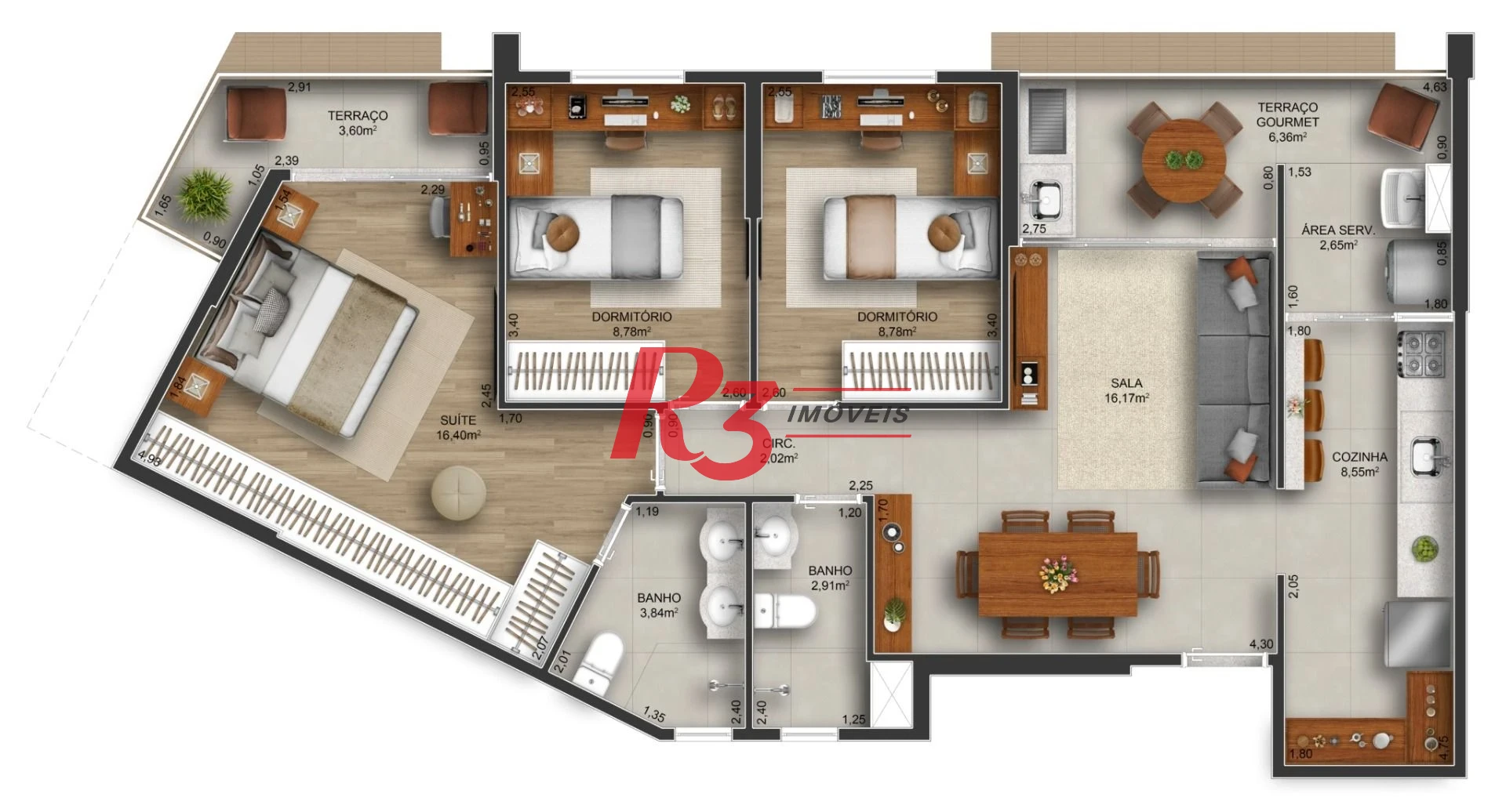 Apartamento com 3 dormitórios à venda, 94 m² por R$ 1.094.231 - Gonzaga - Santos/SP