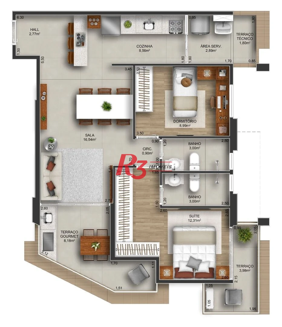 Apartamento com 2 dormitórios à venda, 86 m² por R$ 892.500 - Gonzaga - Santos/SP