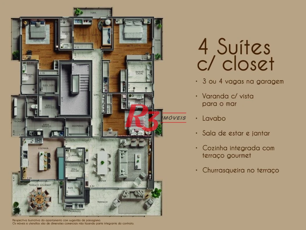 Apartamento com 4 dormitórios à venda, 295 m² por R$ 5.320.000,00 - Ponta da Praia - Santos/SP
