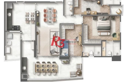 Apartamento com 3 dormitórios à venda, 116 m² por R$ 1.792.252 - Embaré - Santos/SP