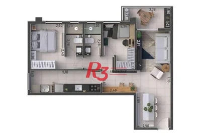 Apartamento com 2 dormitórios à venda, 67 m² por R$ 593608 - Macuco - Santos/SP