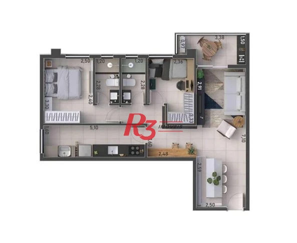 Apartamento com 2 dormitórios à venda, 67 m² por R$ 593608 - Macuco - Santos/SP