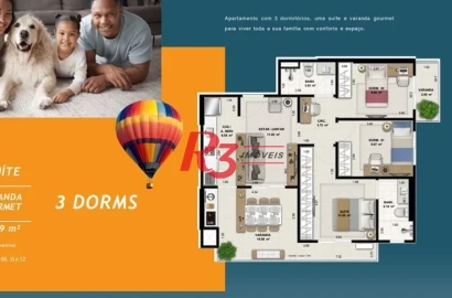 Apartamento à venda, 89 m² por R$ 1.286.089,56 - Encruzilhada - Santos/SP