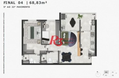 Apartamento com 2 dormitórios à venda, 68 m² por R$ 619.329 - Marapé - Santos/SP