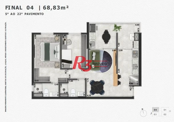 Apartamento com 2 dormitórios à venda, 68 m² por R$ 619.329 - Marapé - Santos/SP