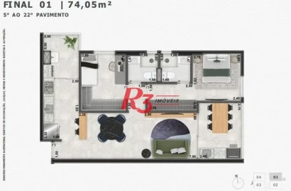 Apartamento com 2 dormitórios à venda, 74 m² por R$ 662.161 - Marapé - Santos/SP