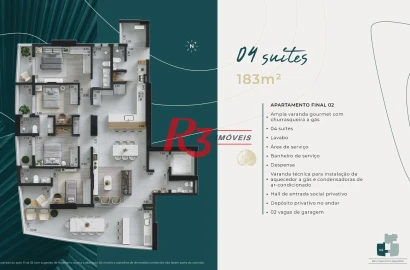Apartamento à venda, 183 m² por R$ 2.408.936,86 - Ponta da Praia - Santos/SP