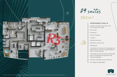 Apartamento à venda, 392 m² por R$ 8.221.182,84 - Ponta da Praia - Santos/SP