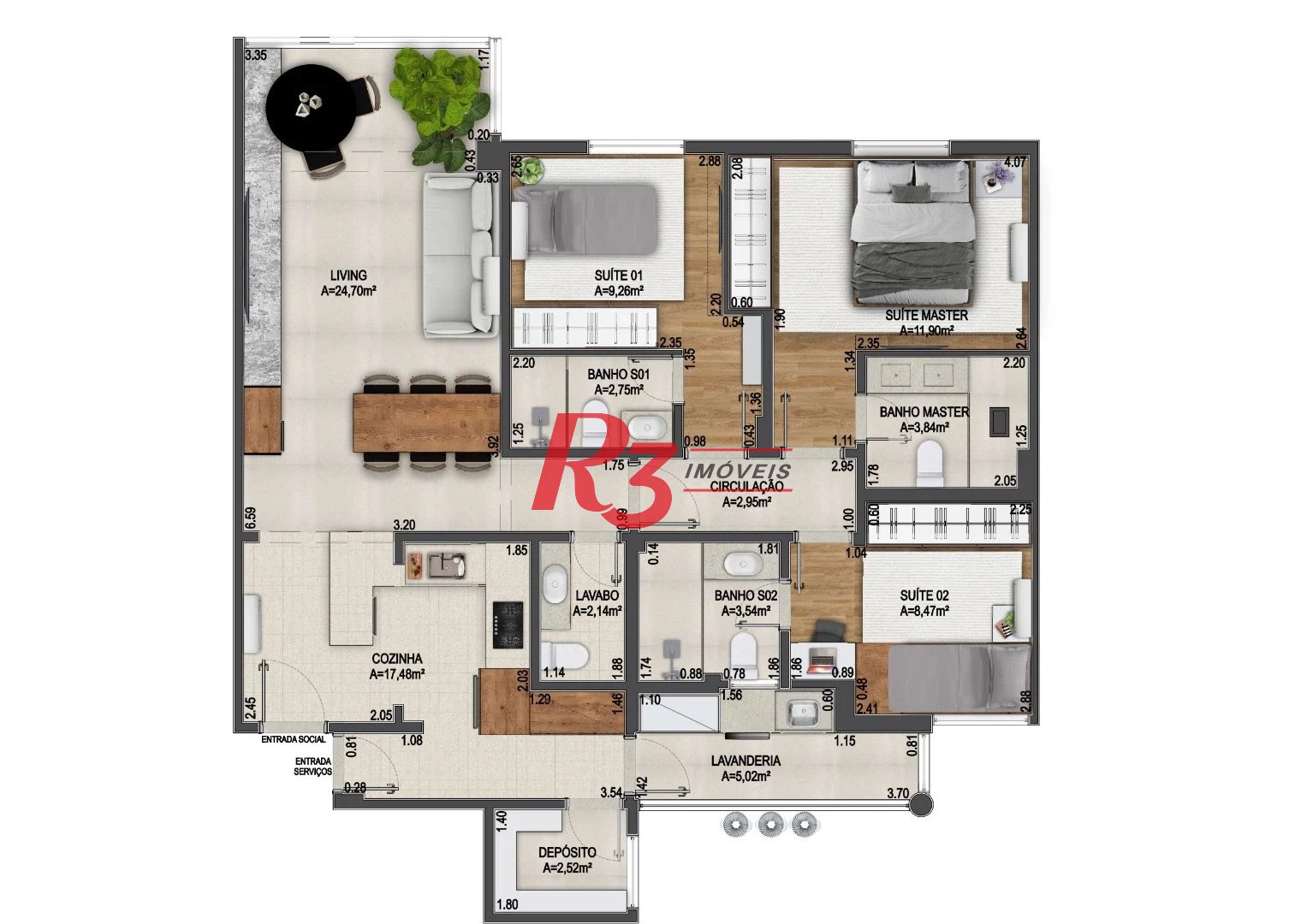 Apartamento com 3 suítes à venda, 107 m² por R$ 930.000 - José Menino - Santos/SP