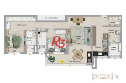 Apartamento com 2 dormitórios à venda, 96 m² por R$ 1.600.000,00 - Embaré - Santos/SP