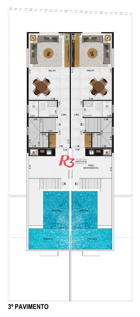 Casa com 3 dormitórios à venda, NOVA, 156 m² por R$ 1.800.000 - Boqueirão - Santos/SP