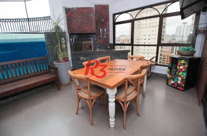 Cobertura com 4 suítes à venda na Vila Rica, 440 m² por R$ 8.000.000 - Santos/SP