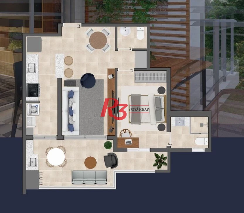 Apartamento com 1 dormitório à venda, 60 m² por R$ 700.000,00 - Boqueirão - Santos/SP