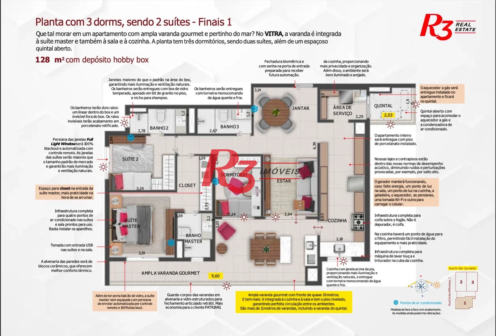 Apartamento com 3 dormitórios à venda, 124 m² por R$ 3.000.000,00 - Gonzaga - Santos/SP