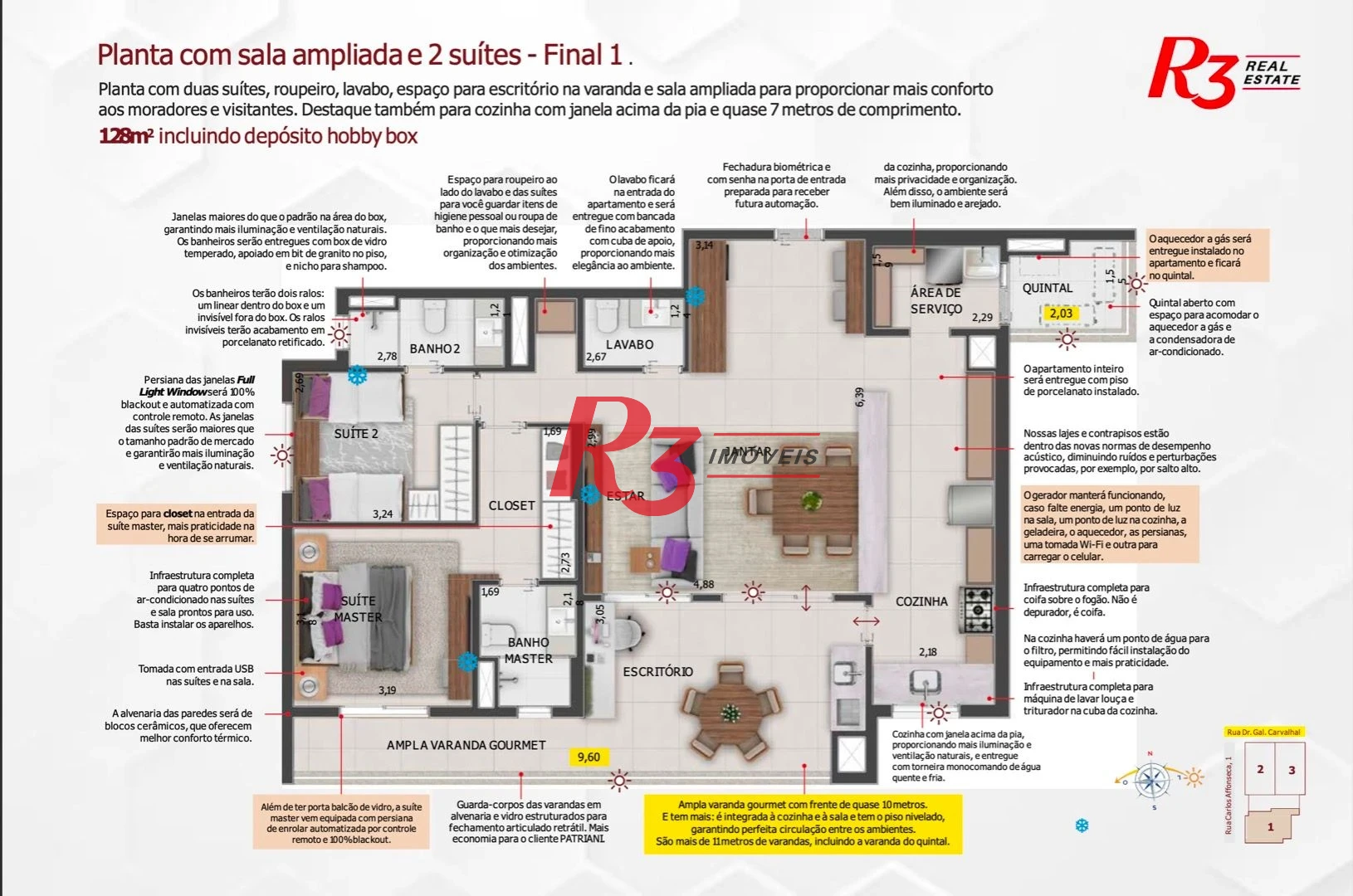 Apartamento com 3 dormitórios à venda, 124 m² por R$ 3.000.000,00 - Gonzaga - Santos/SP