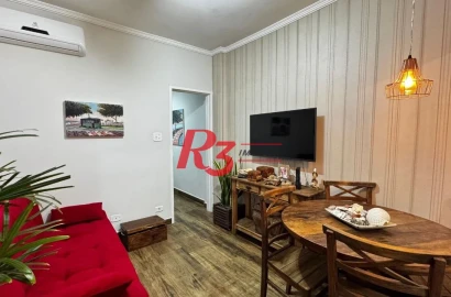 Apartamento á venda 1 quarto com varanda no Gonzaga, Santos