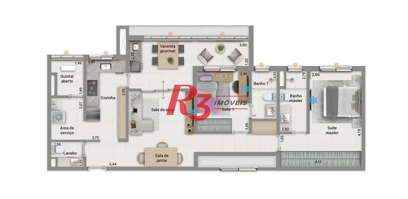 Apartamento com 2 dormitórios à venda, 92 m² por R$ 1.495.000 - Embaré - Santos/SP