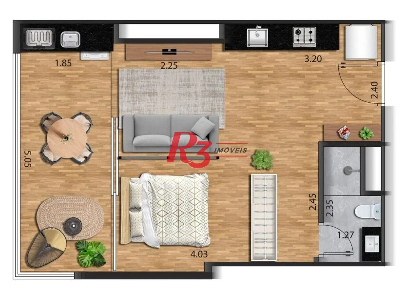 Apartamento com 1 dormitório à venda, 39 m² por R$ 428.000 - José Menino - Santos/SP