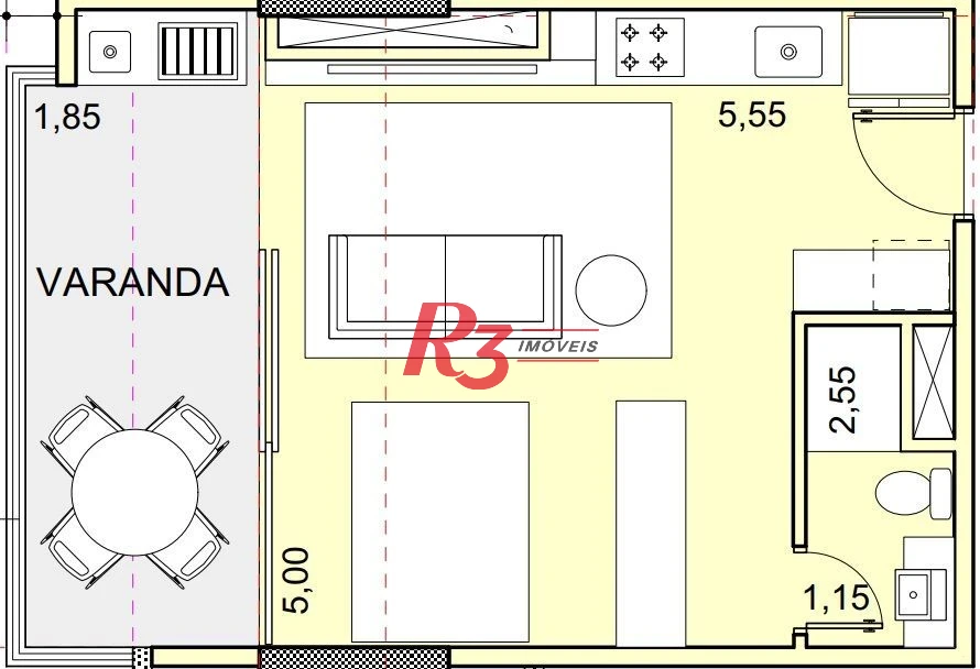 Apartamento com 1 dormitório à venda, 39 m² por R$ 428.000 - José Menino - Santos/SP