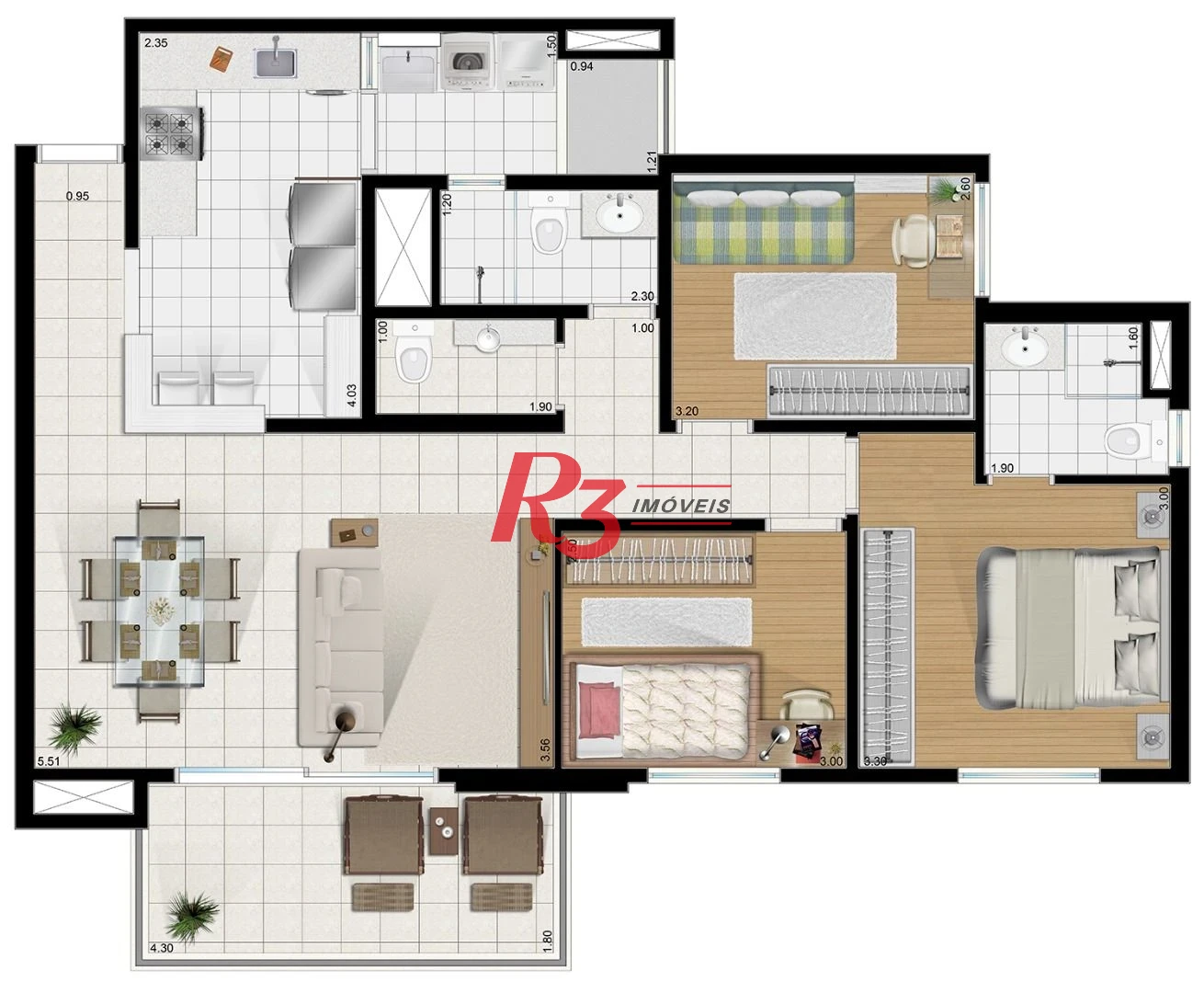 Apartamento com 3 dormitórios à venda, 96 m² por R$ 999.000,00 - Vila Belmiro - Santos/SP