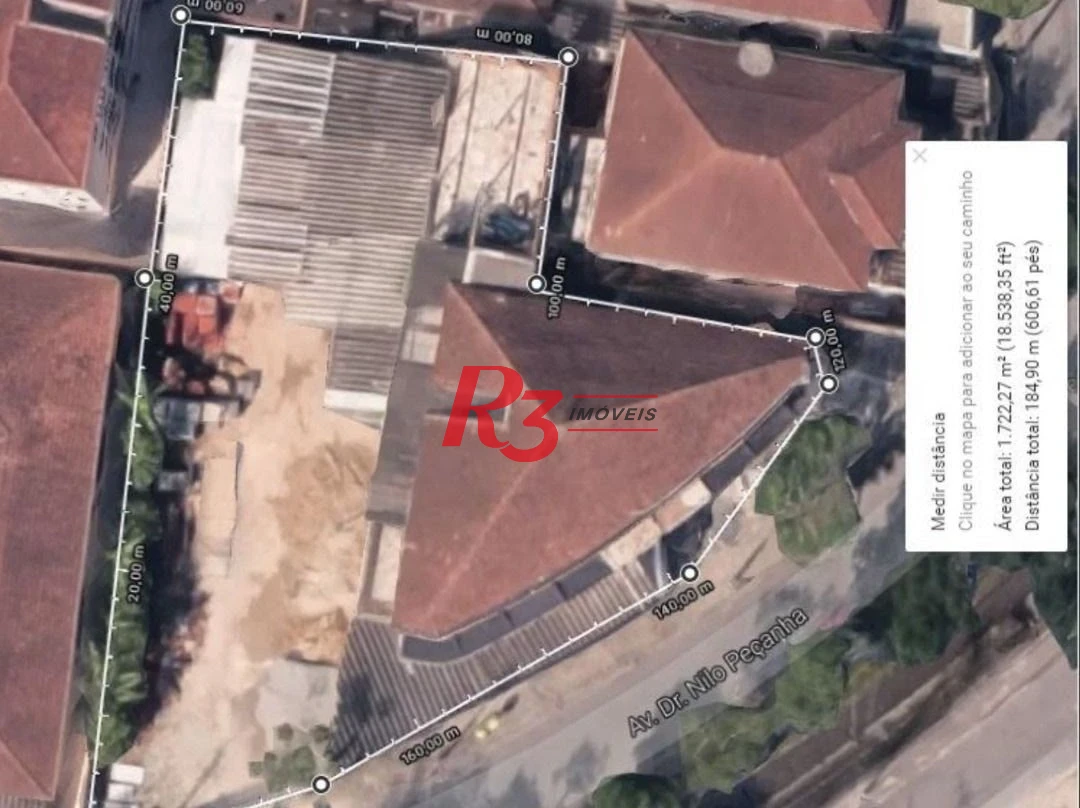Terreno à venda, 1722 m² por R$ 8.700.000,00 - Marapé - Santos/SP