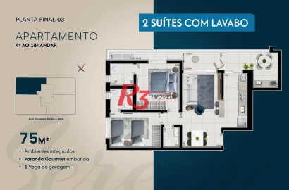 Apartamento à venda, 75 m² por R$ 1.110.950,51 - Ponta da Praia - Santos/SP
