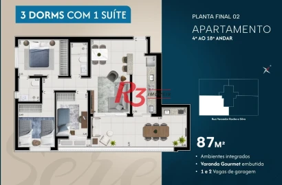 Apartamento à venda, 87 m² por R$ 1.389.756,83 - Ponta da Praia - Santos/SP