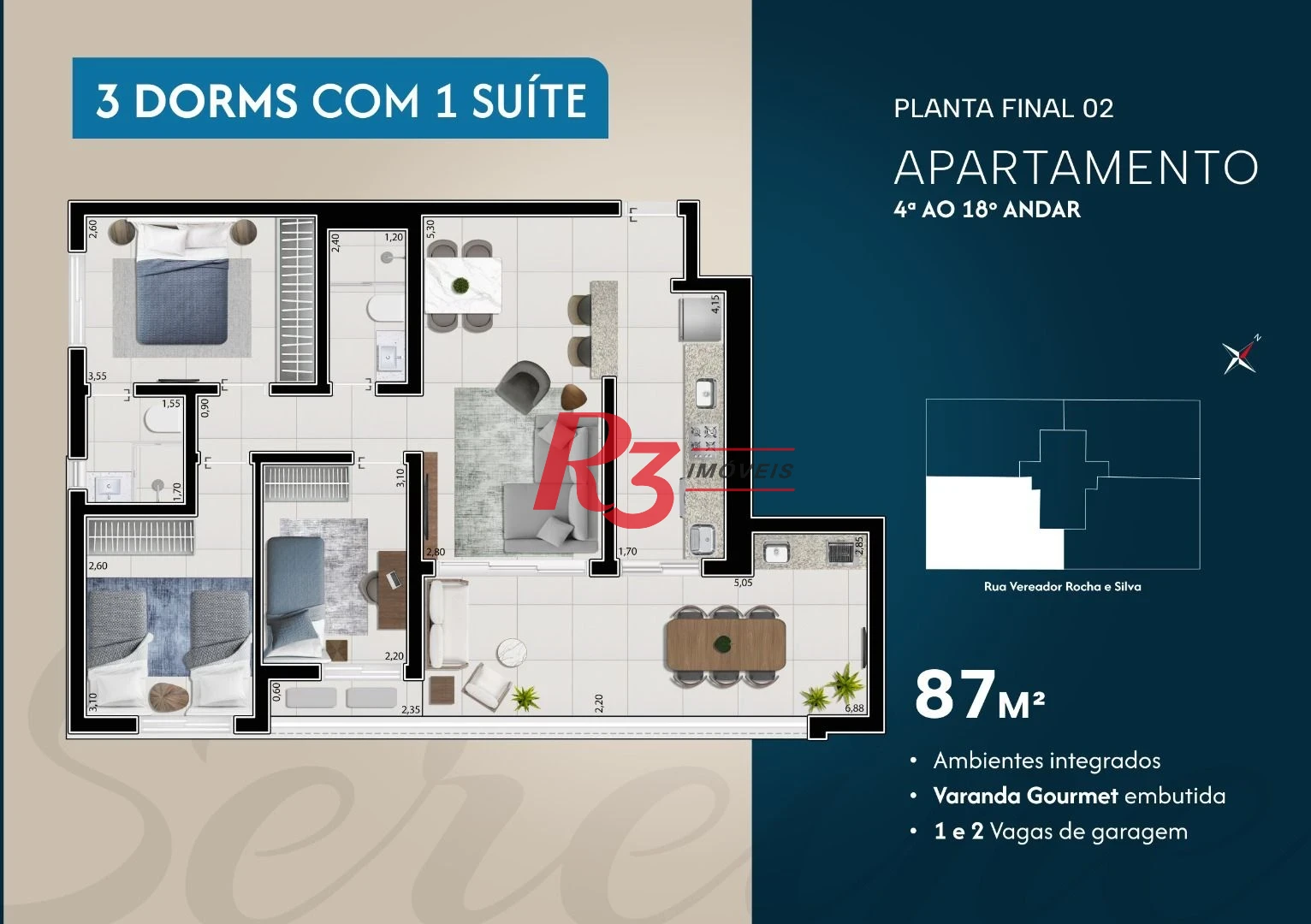 Apartamento à venda, 87 m² por R$ 1.389.756,83 - Ponta da Praia - Santos/SP