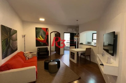 Flat com 1 dormitório para alugar, 48 m² por R$ 4.500,02/mês - Gonzaga - Santos/SP
