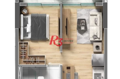 Studio à venda, 36 m² por R$ 363.865,00 - Centro - São Vicente/SP