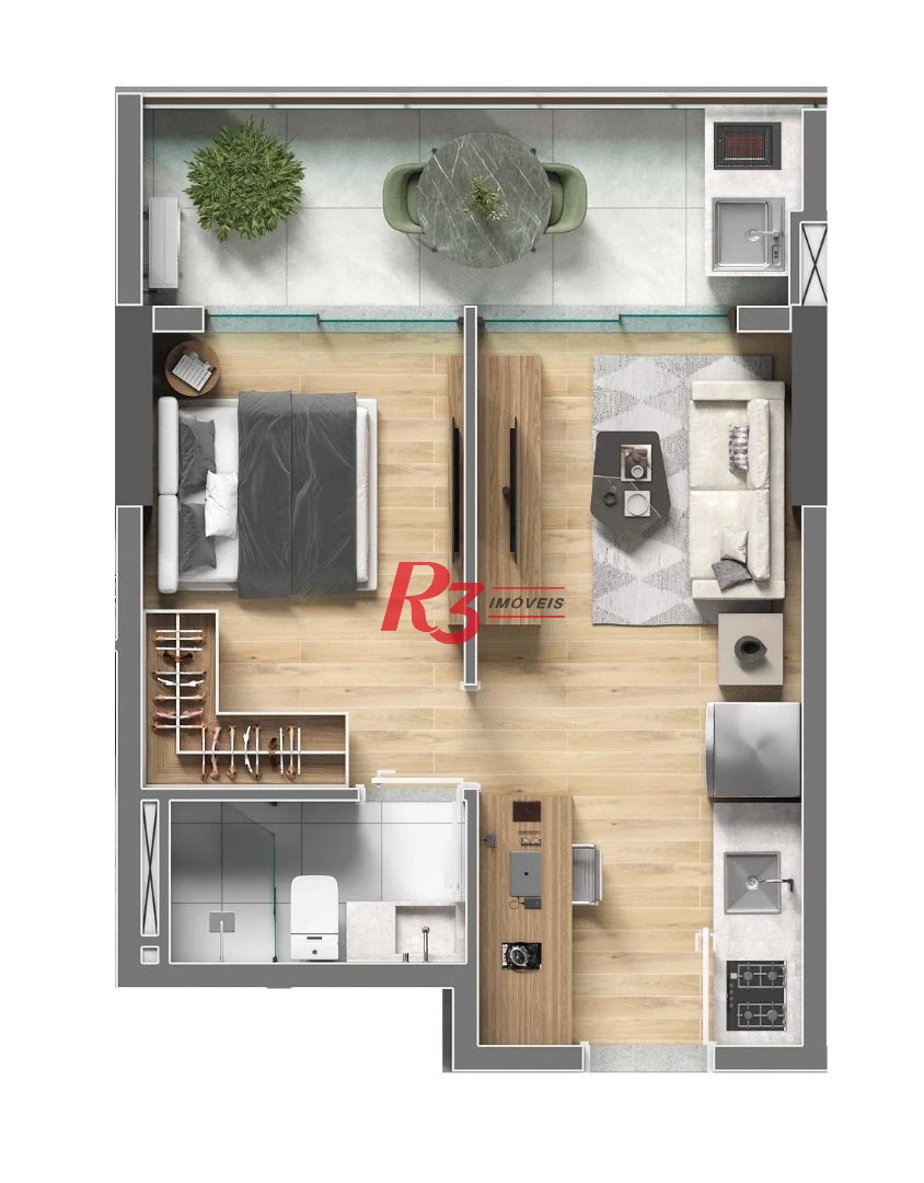 Studio à venda, 36 m² por R$ 363.865,00 - Centro - São Vicente/SP