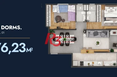 Apartamento à venda, 76 m² por R$ 825.000,00 - Itararé - São Vicente/SP