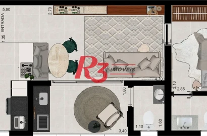 Apartamento à venda, 49 m² por R$ 500.000,00 - Aparecida - Santos/SP