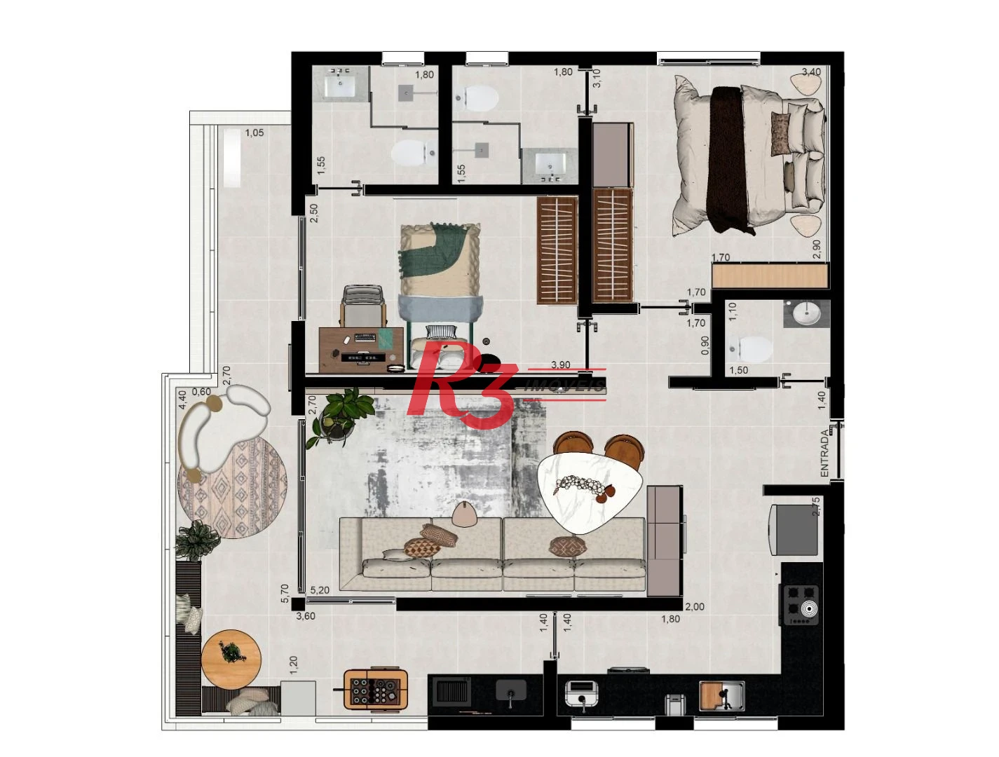 Apartamento à venda, 89 m² por R$ 1.090.000,00 - Aparecida - Santos/SP