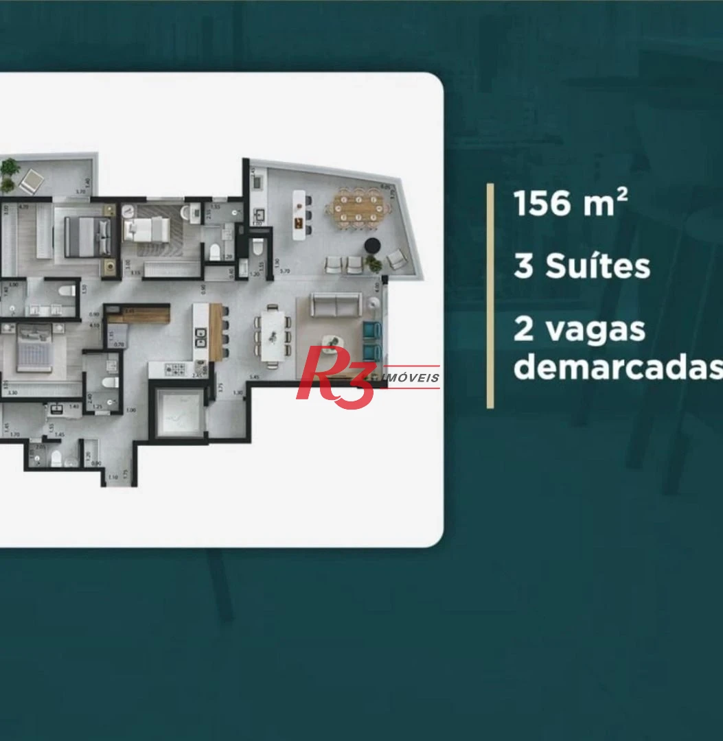 Apartamento à venda, 156 m² por R$ 3.200.000,00 - Ponta da Praia - Santos/SP