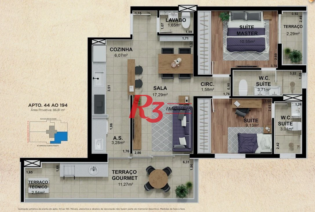 Apartamento à venda, 86 m² por R$ 1.290.000,00 - Pompéia - Santos/SP